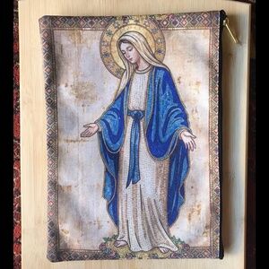 Virgin Mary / Mother Mary / Madonna Cosmetic Rosary Pouch Confirmation Gift NEW